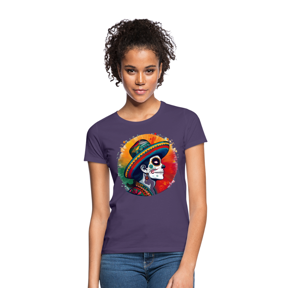 T-Shirt Ladies Mexico "La Catrina Side" - Dunkellila