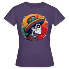 T-Shirt Ladies Mexico "La Catrina Side" - Dunkellila