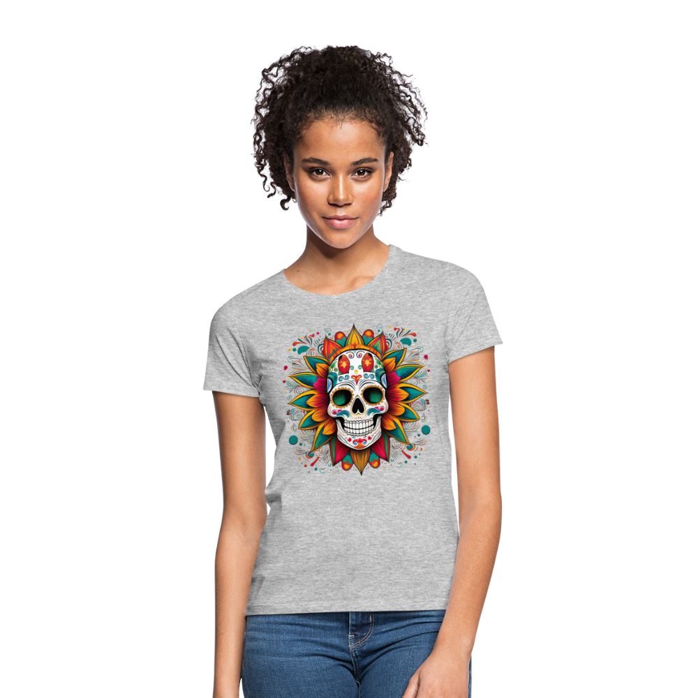 T-Shirt Ladies Mexico "Craneo" - Grau meliert