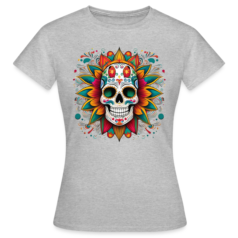 T-Shirt Ladies Mexico "Craneo" - Grau meliert