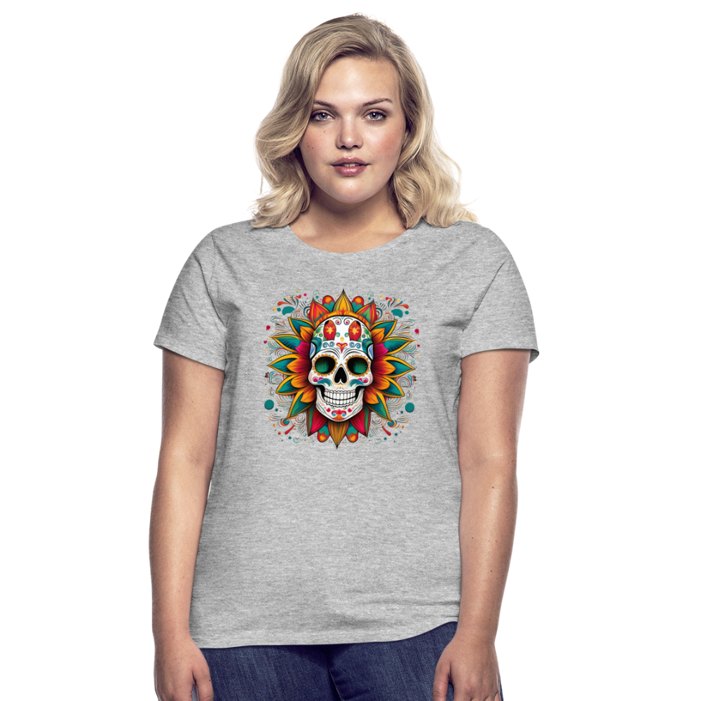 T-Shirt Ladies Mexico "Craneo" - Grau meliert