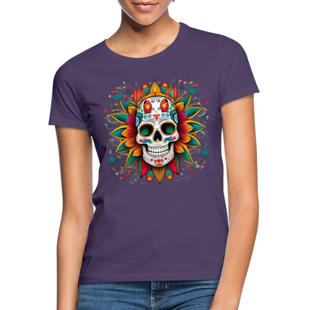 T-Shirt Ladies Mexico "Craneo" - Dunkellila