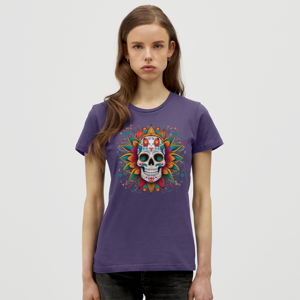 T-Shirt Ladies Mexico "Craneo" - Dunkellila