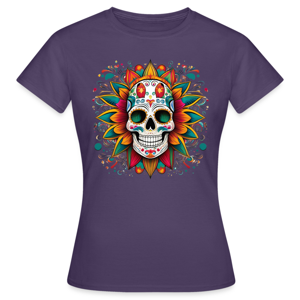 T-Shirt Ladies Mexico "Craneo" - Dunkellila