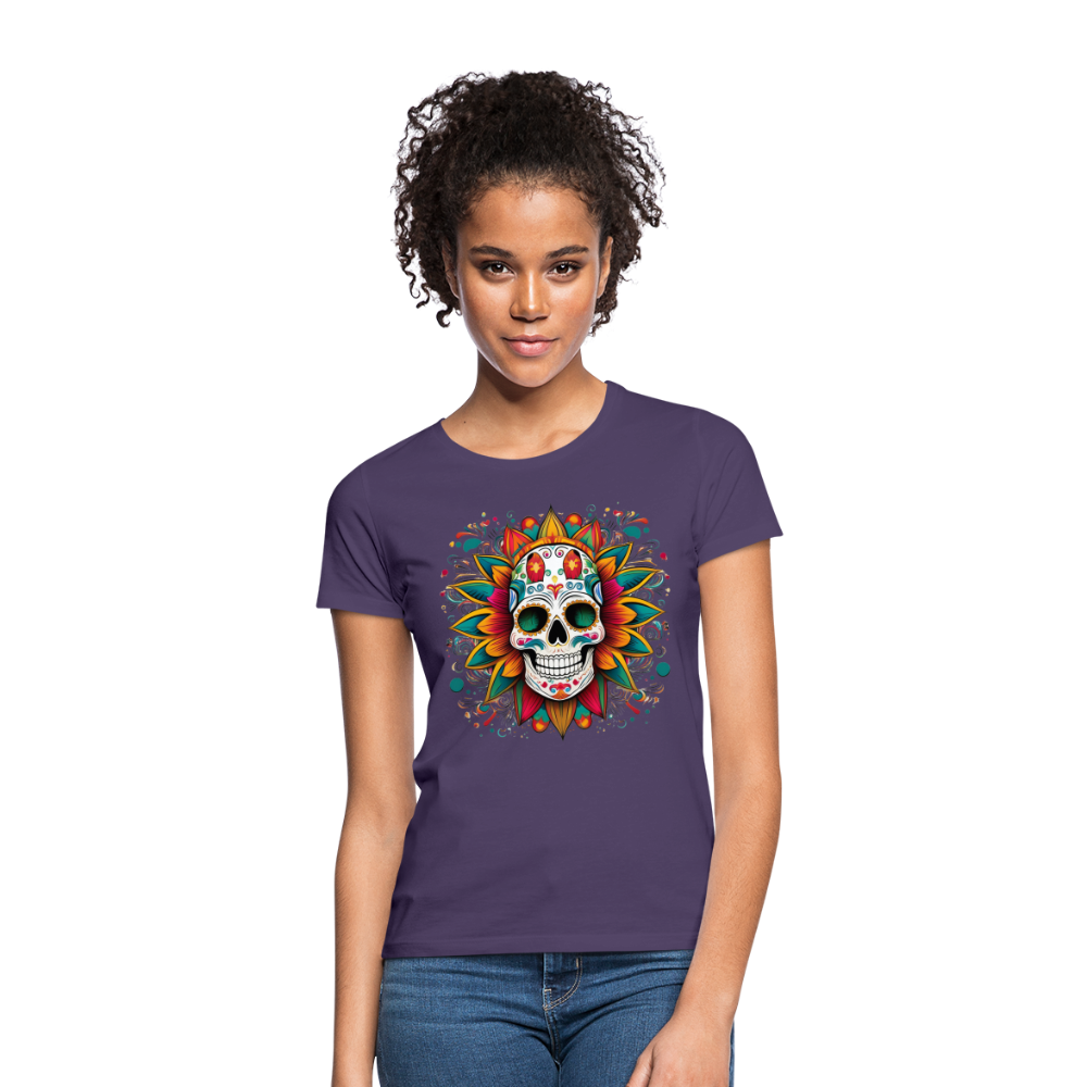 T-Shirt Ladies Mexico "Craneo" - Dunkellila