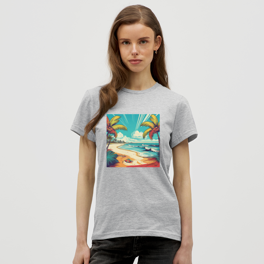 T-Shirt Ladies Mexico "Paradise Tulum" - Grau meliert