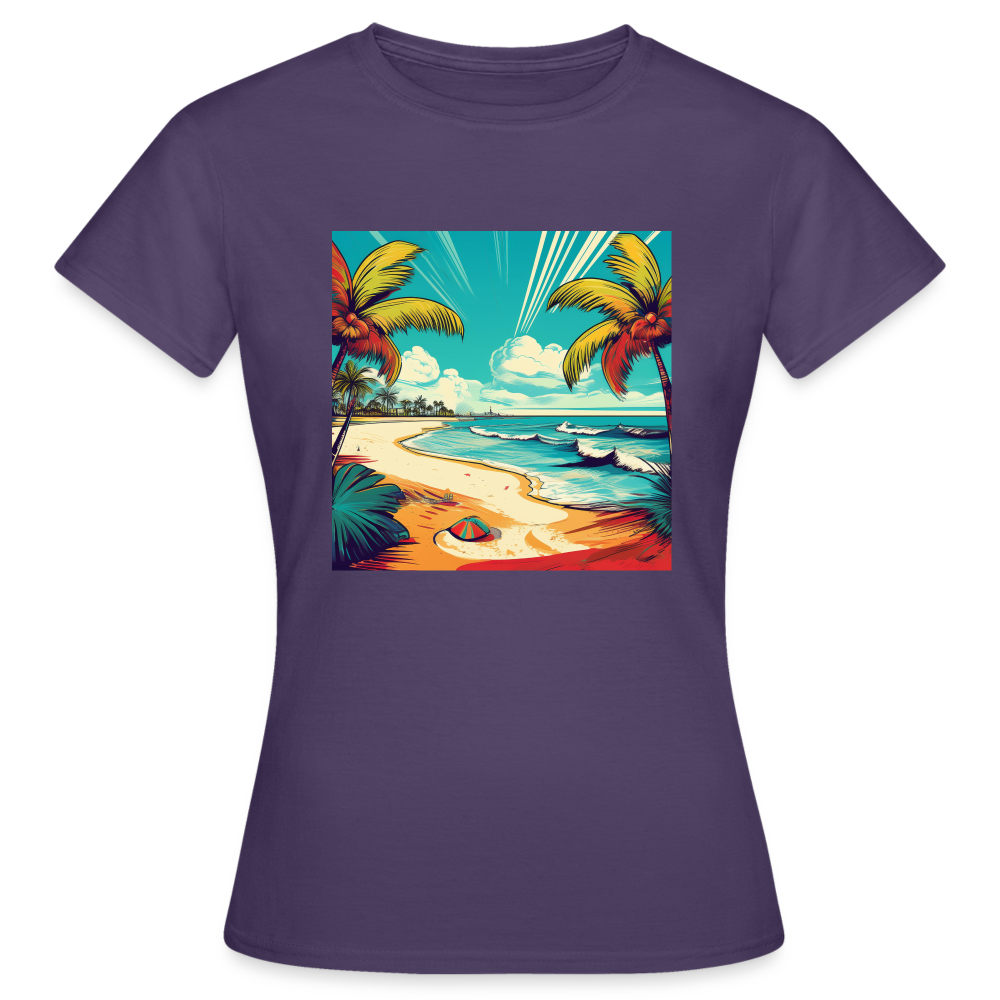 T-Shirt Ladies Mexico "Paradise Tulum" - Dunkellila