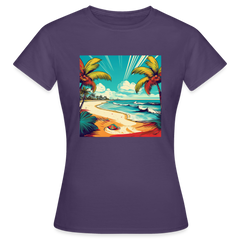 T-Shirt Ladies Mexico "Paradise Tulum" - Dunkellila