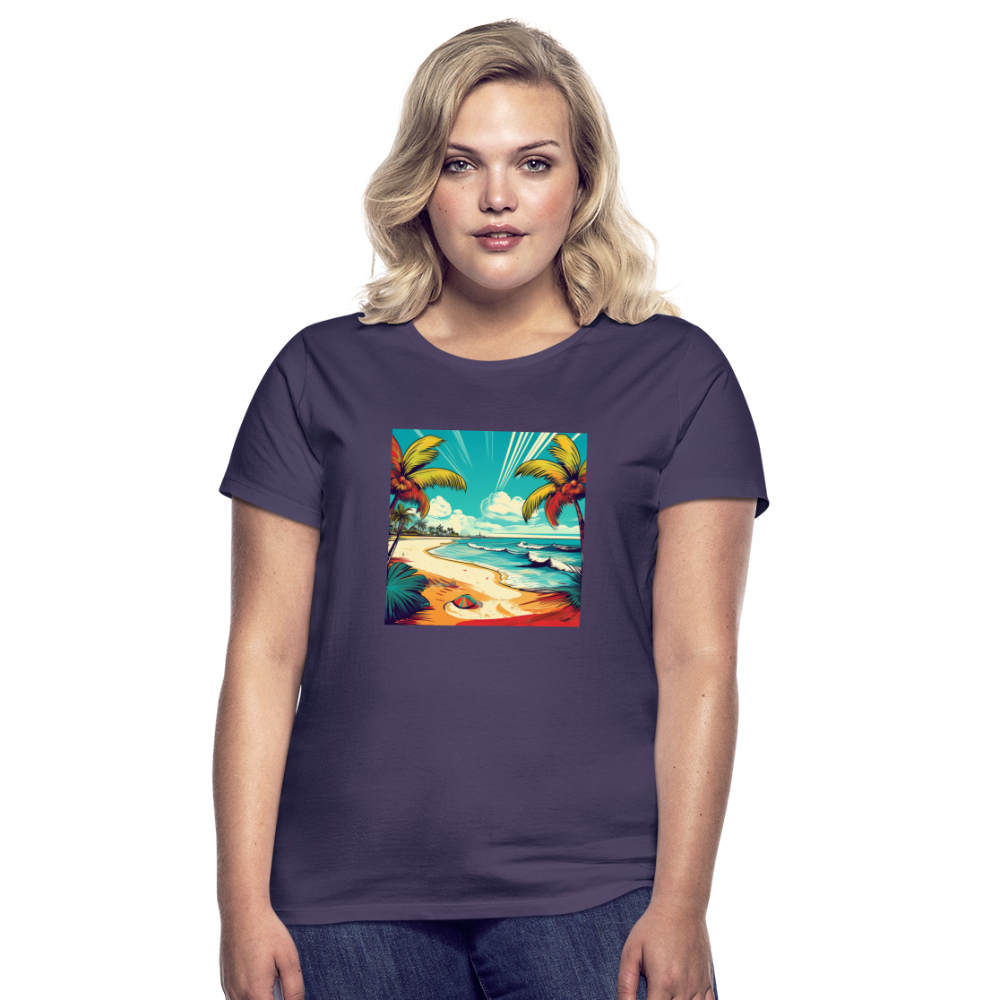 T-Shirt Ladies Mexico "Paradise Tulum" - Dunkellila