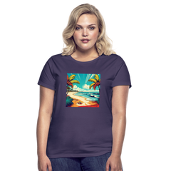 T-Shirt Ladies Mexico "Paradise Tulum" - Dunkellila