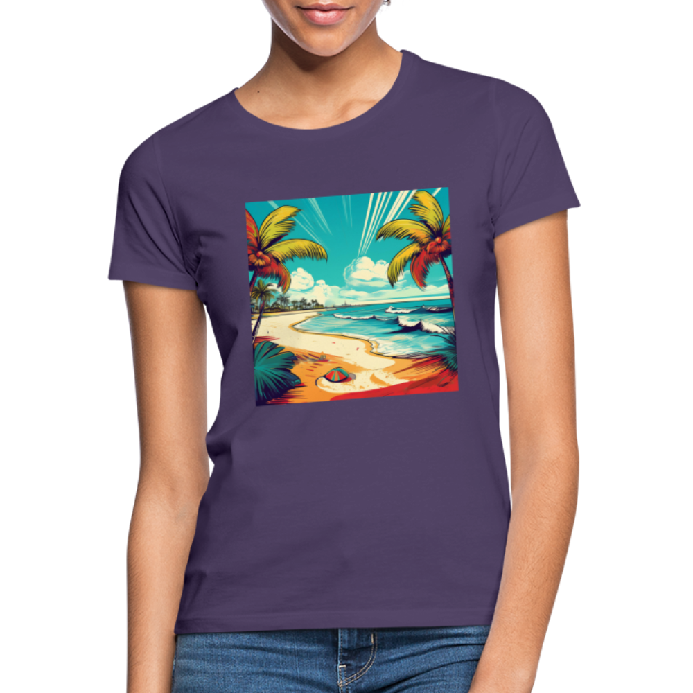 T-Shirt Ladies Mexico "Paradise Tulum" - Dunkellila
