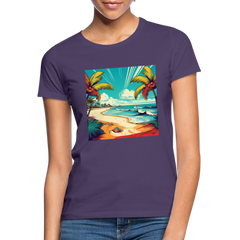 T-Shirt Ladies Mexico "Paradise Tulum" - Dunkellila