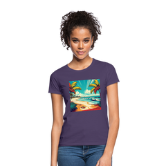 T-Shirt Ladies Mexico "Paradise Tulum" - Dunkellila