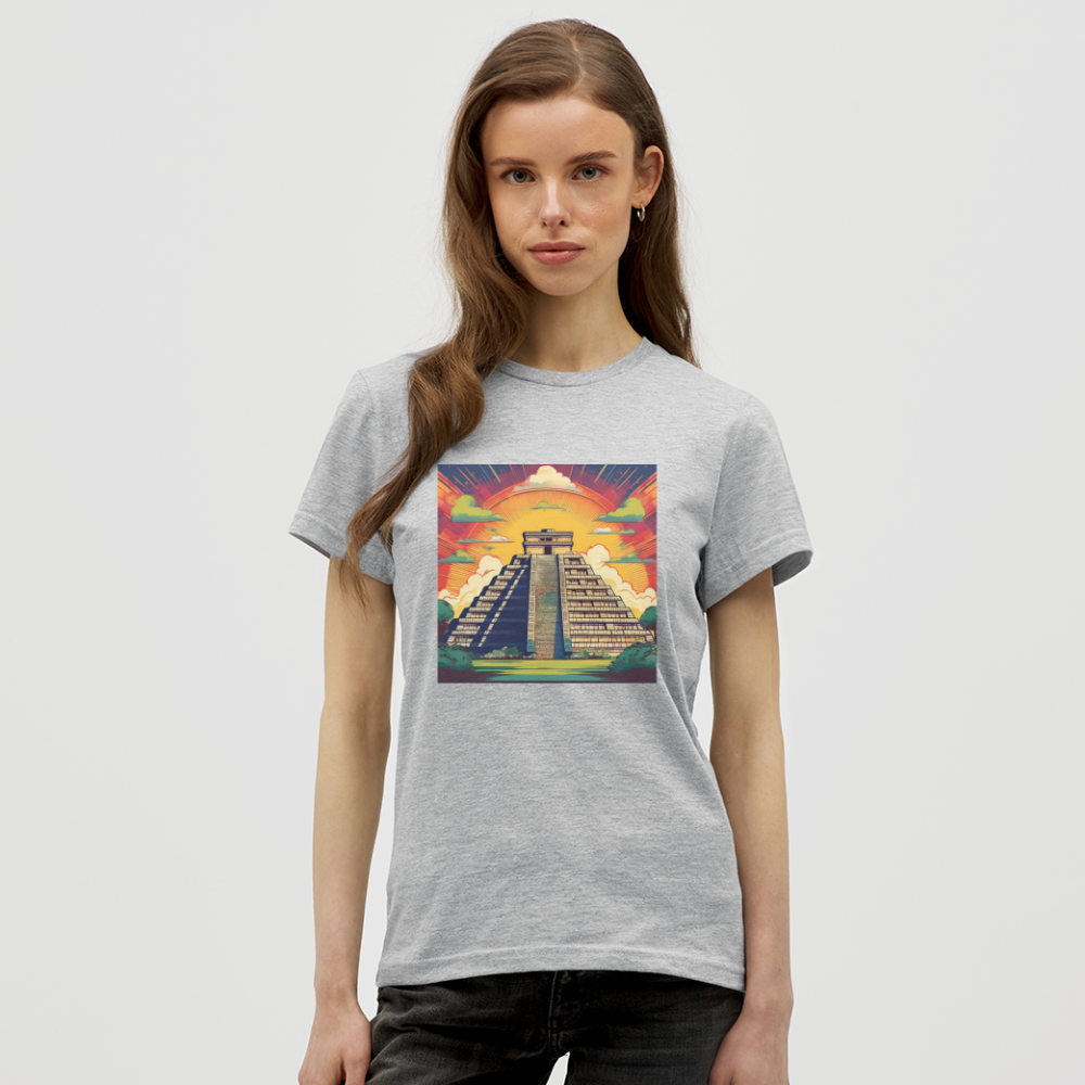 T-Shirt Ladies Mexico "Pyramide" - Grau meliert