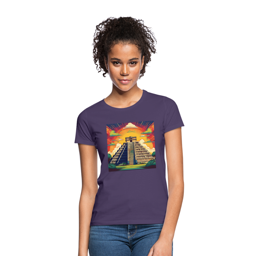 T-Shirt Ladies Mexico "Pyramide" - Dunkellila