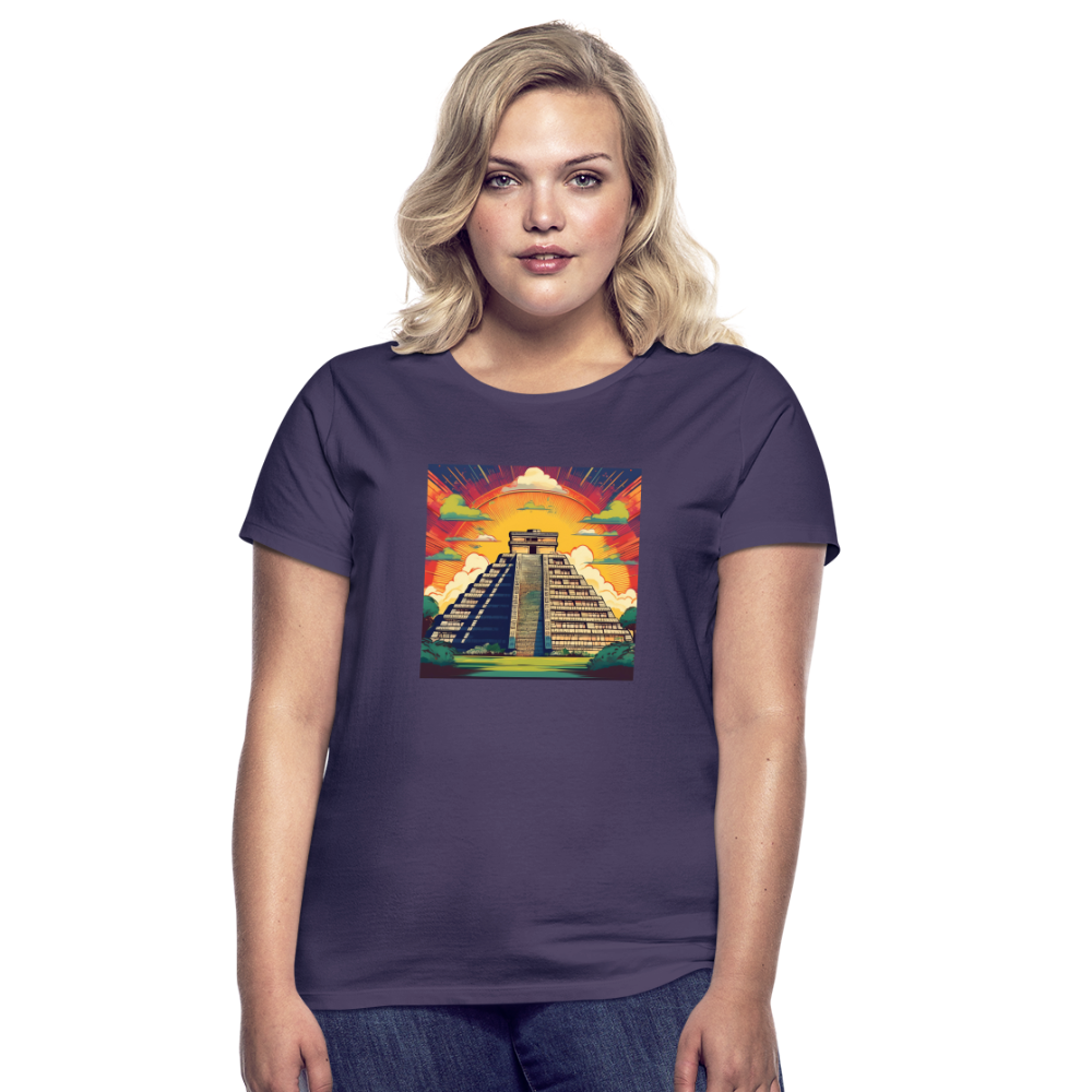 T-Shirt Ladies Mexico "Pyramide" - Dunkellila