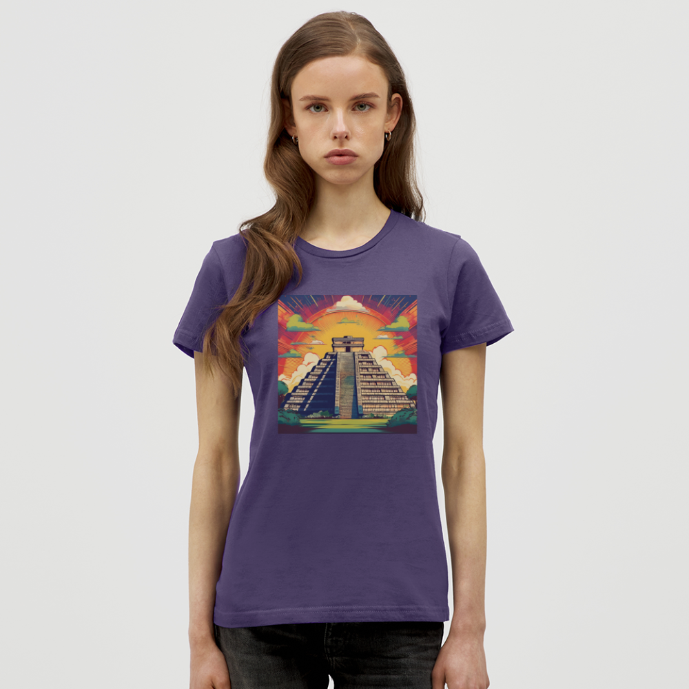 T-Shirt Ladies Mexico "Pyramide" - Dunkellila