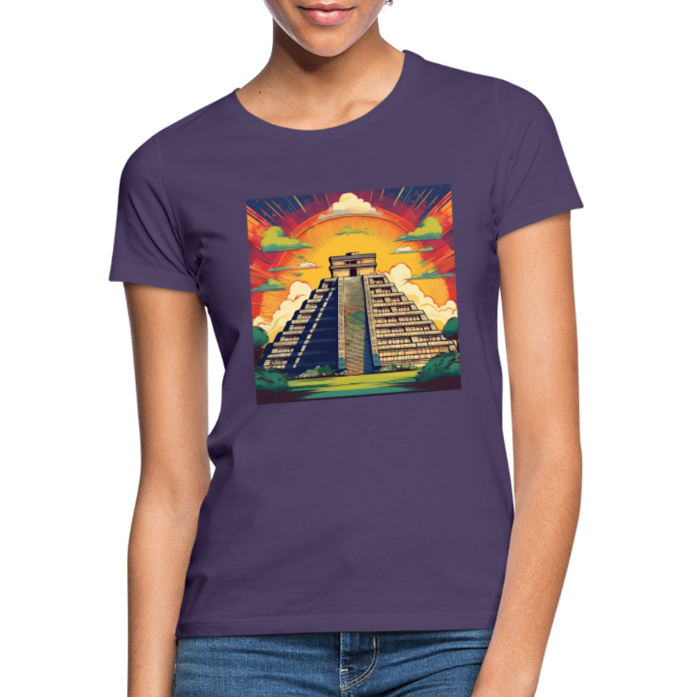 T-Shirt Ladies Mexico "Pyramide" - Dunkellila