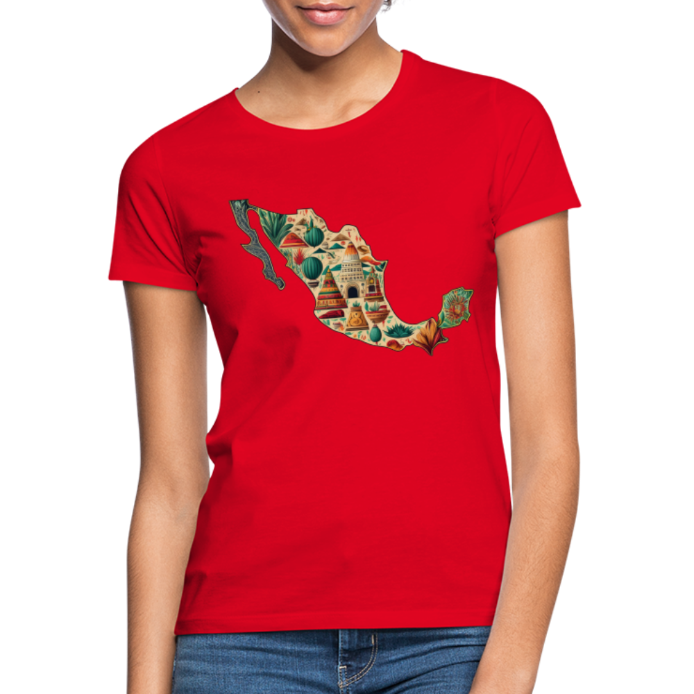T-Shirt Ladies Mexico "Map" - Rot