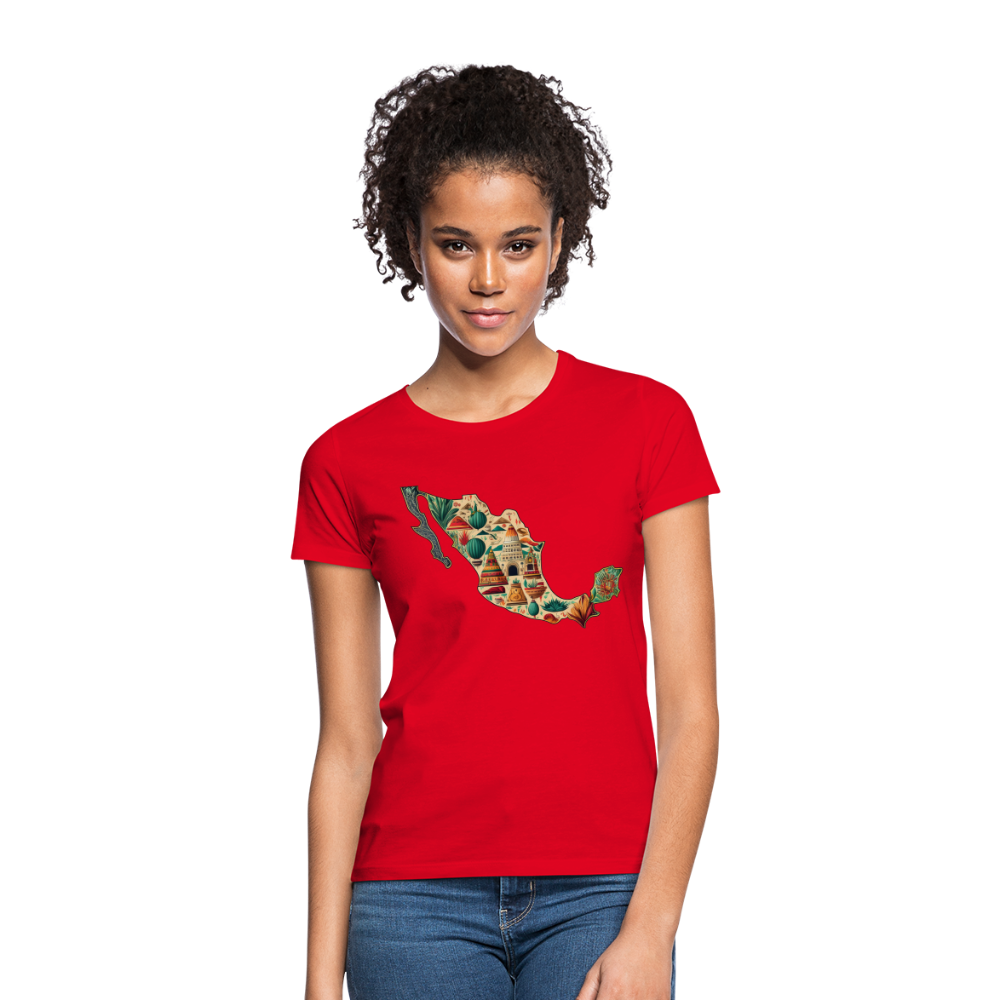 T-Shirt Ladies Mexico "Map" - Rot