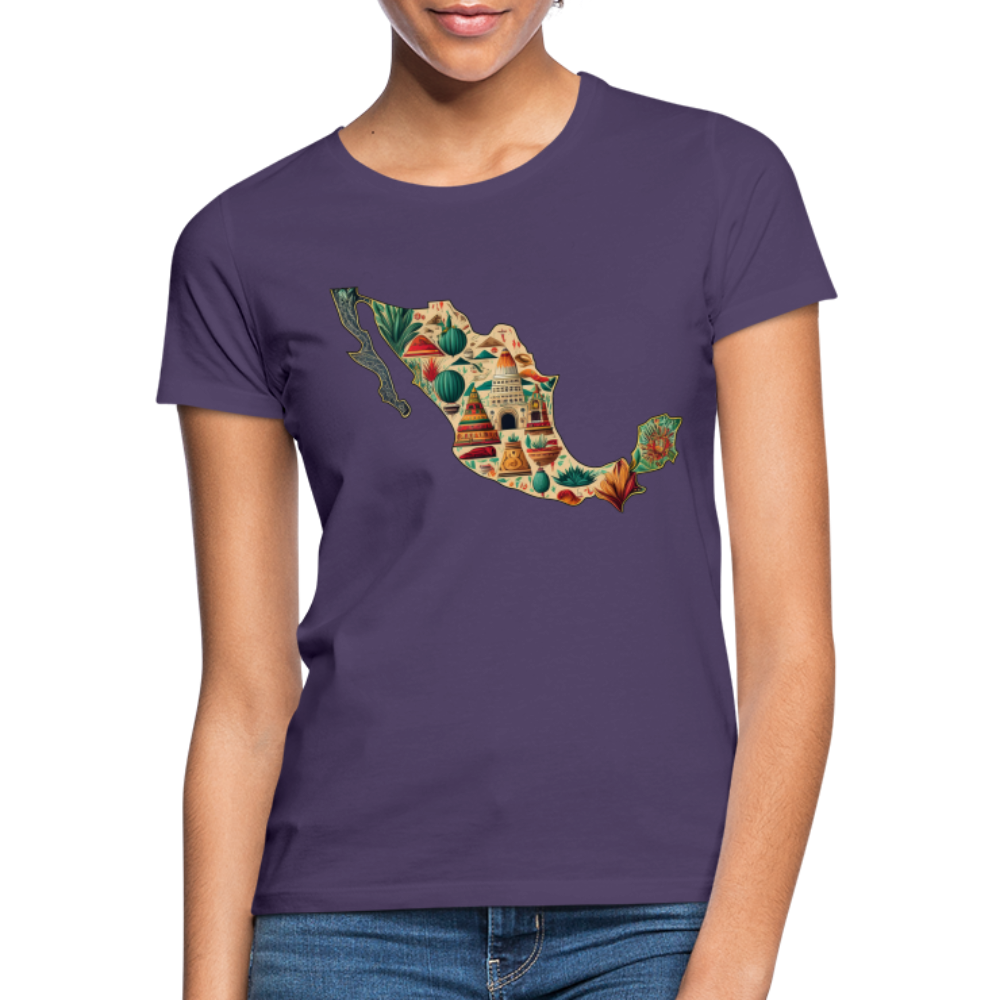 T-Shirt Ladies Mexico "Map" - Dunkellila