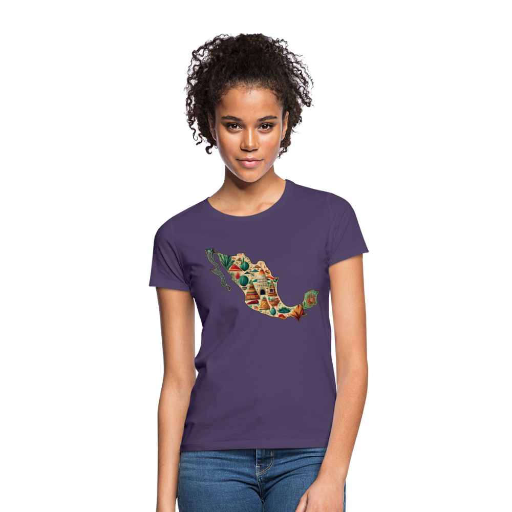 T-Shirt Ladies Mexico "Map" - Dunkellila