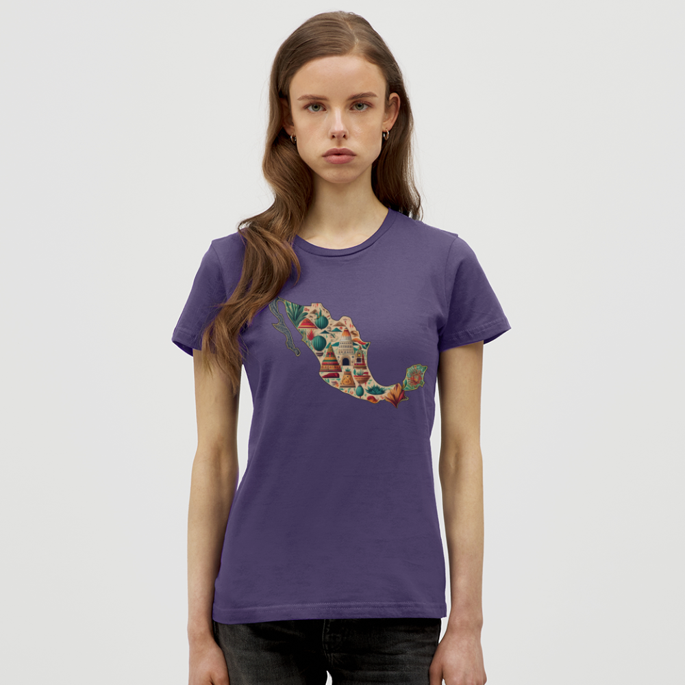 T-Shirt Ladies Mexico "Map" - Dunkellila