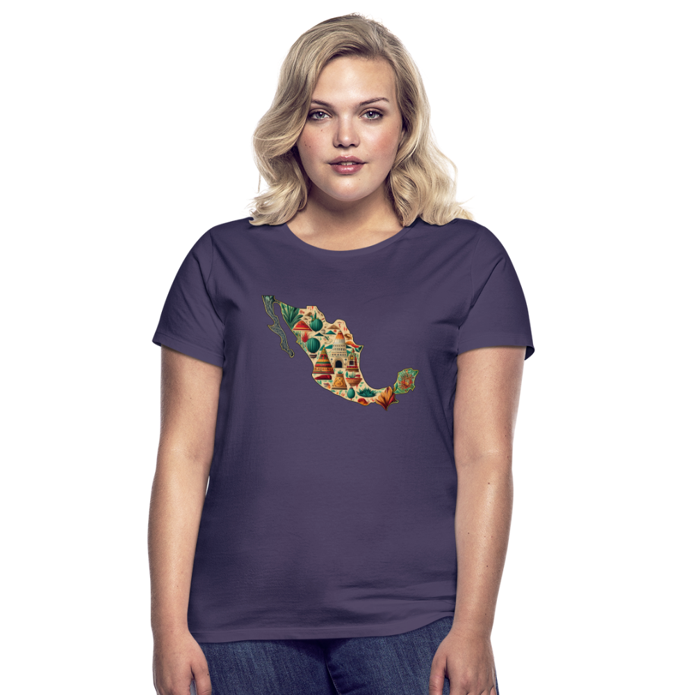 T-Shirt Ladies Mexico "Map" - Dunkellila