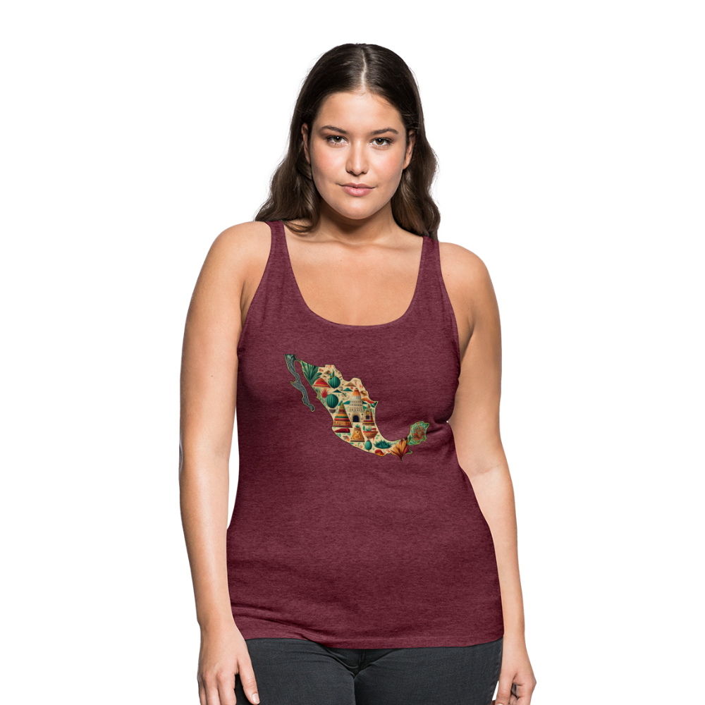 Tanktop Ladies Mexico "Map" - Bordeauxrot meliert
