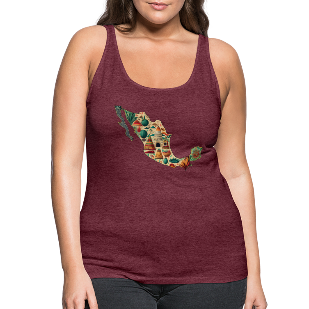 Tanktop Ladies Mexico "Map" - Bordeauxrot meliert