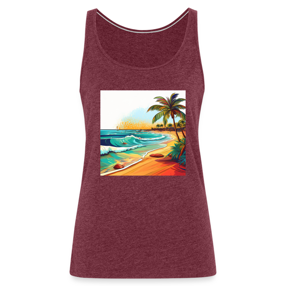 Tanktop Ladies Mexico "Paradise Cancun" - Bordeauxrot meliert