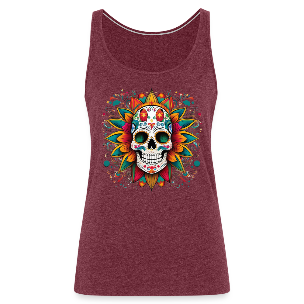Tanktop Ladies Mexico "Craneo" - Bordeauxrot meliert
