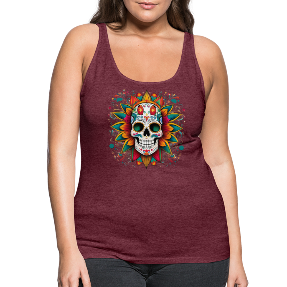 Tanktop Ladies Mexico "Craneo" - Bordeauxrot meliert