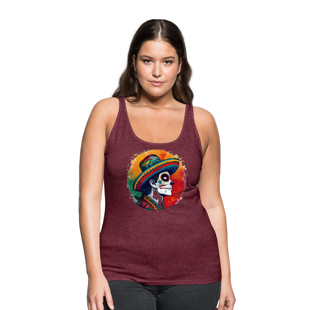 Tanktop Ladies Mexico "La Catrina Side" - Bordeauxrot meliert