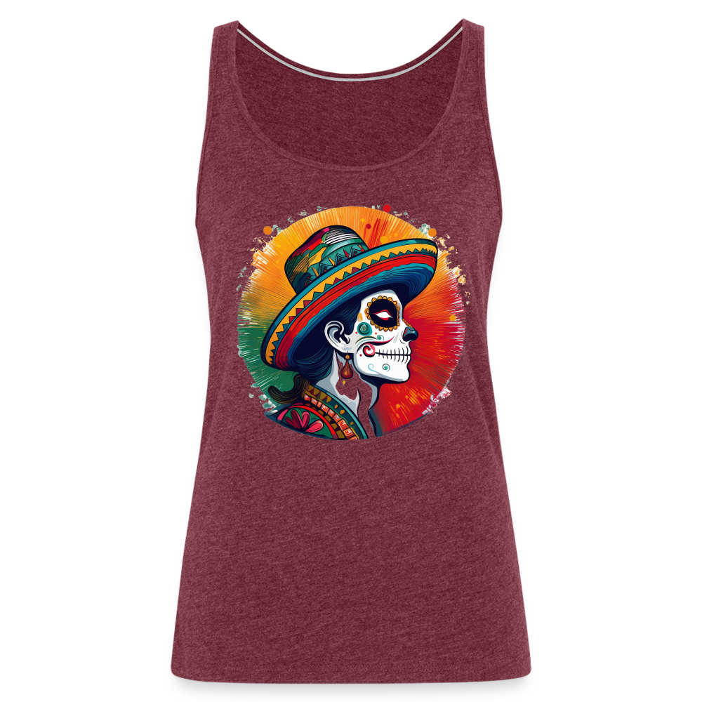 Tanktop Ladies Mexico "La Catrina Side" - Bordeauxrot meliert