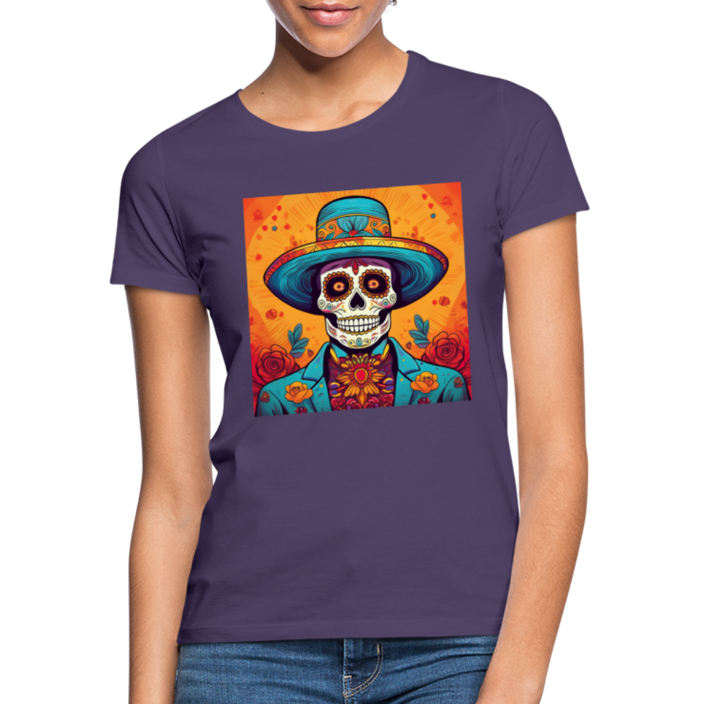 T-Shirt Ladies Mexico "Hombre Muerto" - Dunkellila