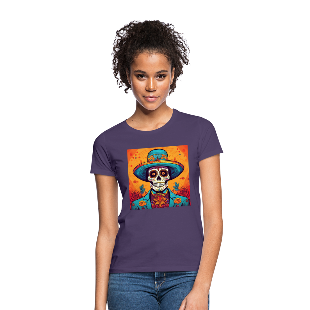 T-Shirt Ladies Mexico "Hombre Muerto" - Dunkellila