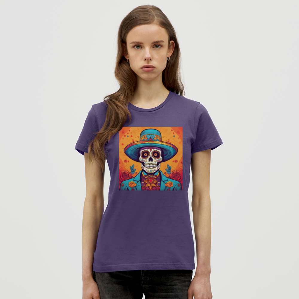 T-Shirt Ladies Mexico "Hombre Muerto" - Dunkellila