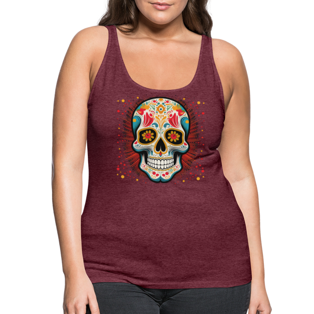 Tanktop Ladies Mexico "Craneo Dos" - Bordeauxrot meliert