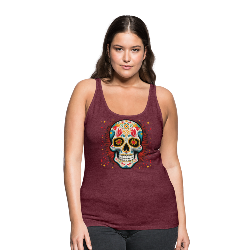 Tanktop Ladies Mexico "Craneo Dos" - Bordeauxrot meliert