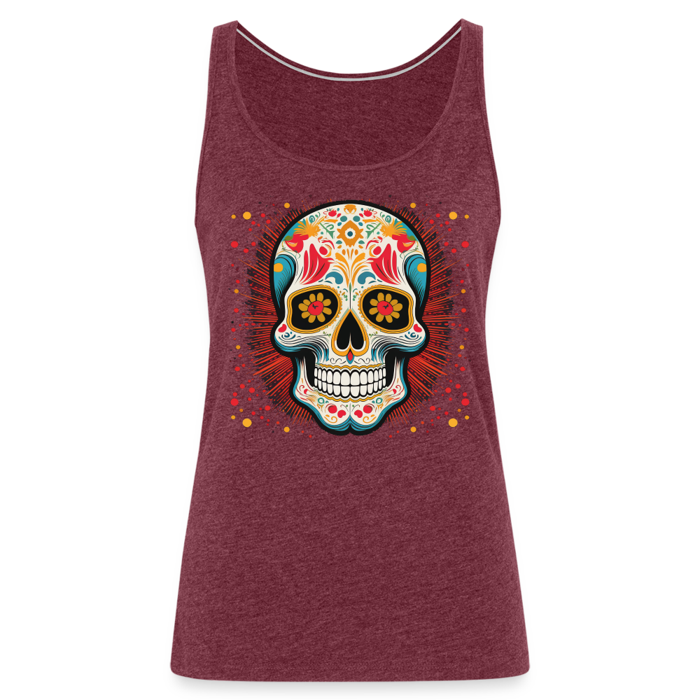 Tanktop Ladies Mexico "Craneo Dos" - Bordeauxrot meliert