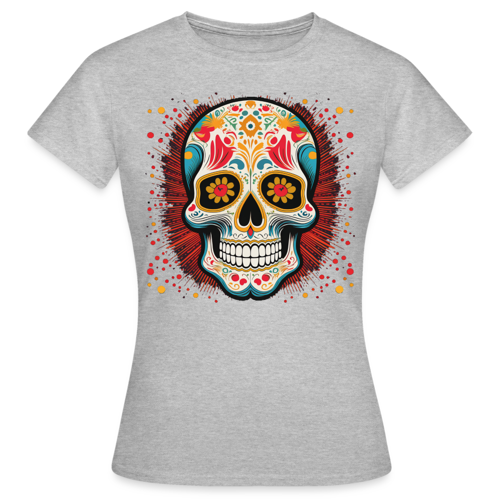 T-Shirt Ladies Mexico "Craneo Dos" - Grau meliert