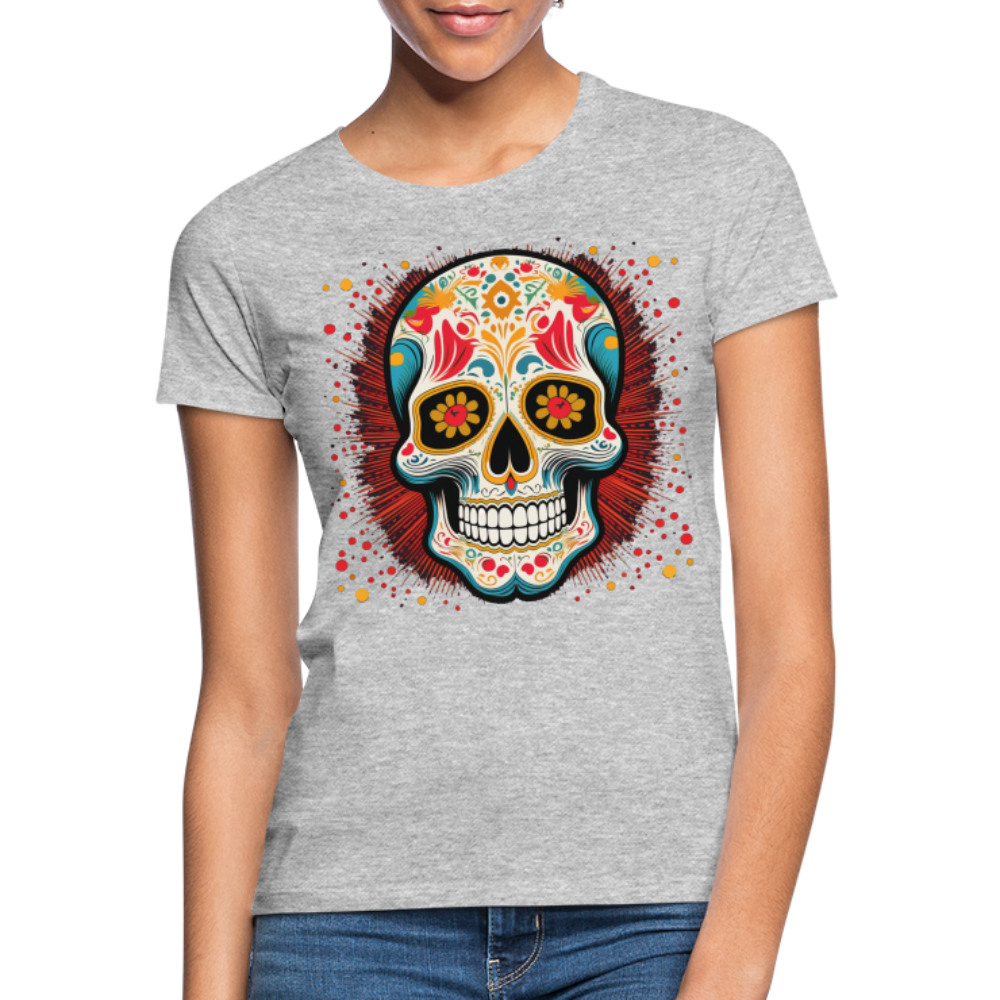 T-Shirt Ladies Mexico "Craneo Dos" - Grau meliert