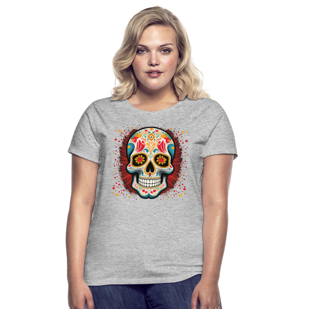 T-Shirt Ladies Mexico "Craneo Dos" - Grau meliert