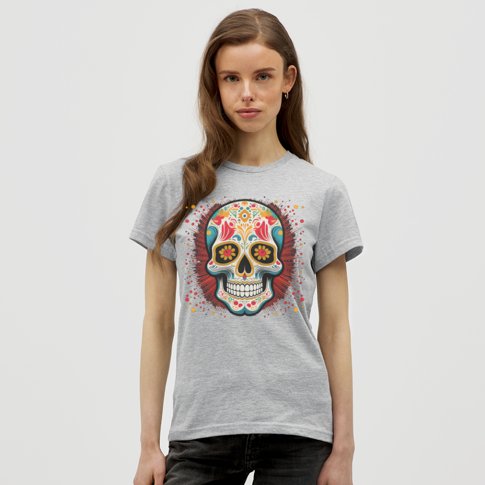 T-Shirt Ladies Mexico "Craneo Dos" - Grau meliert