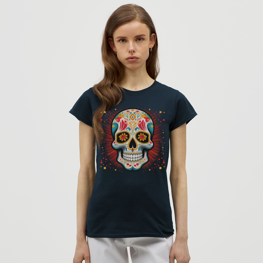 T-Shirt Ladies Mexico "Craneo Dos" - Navy