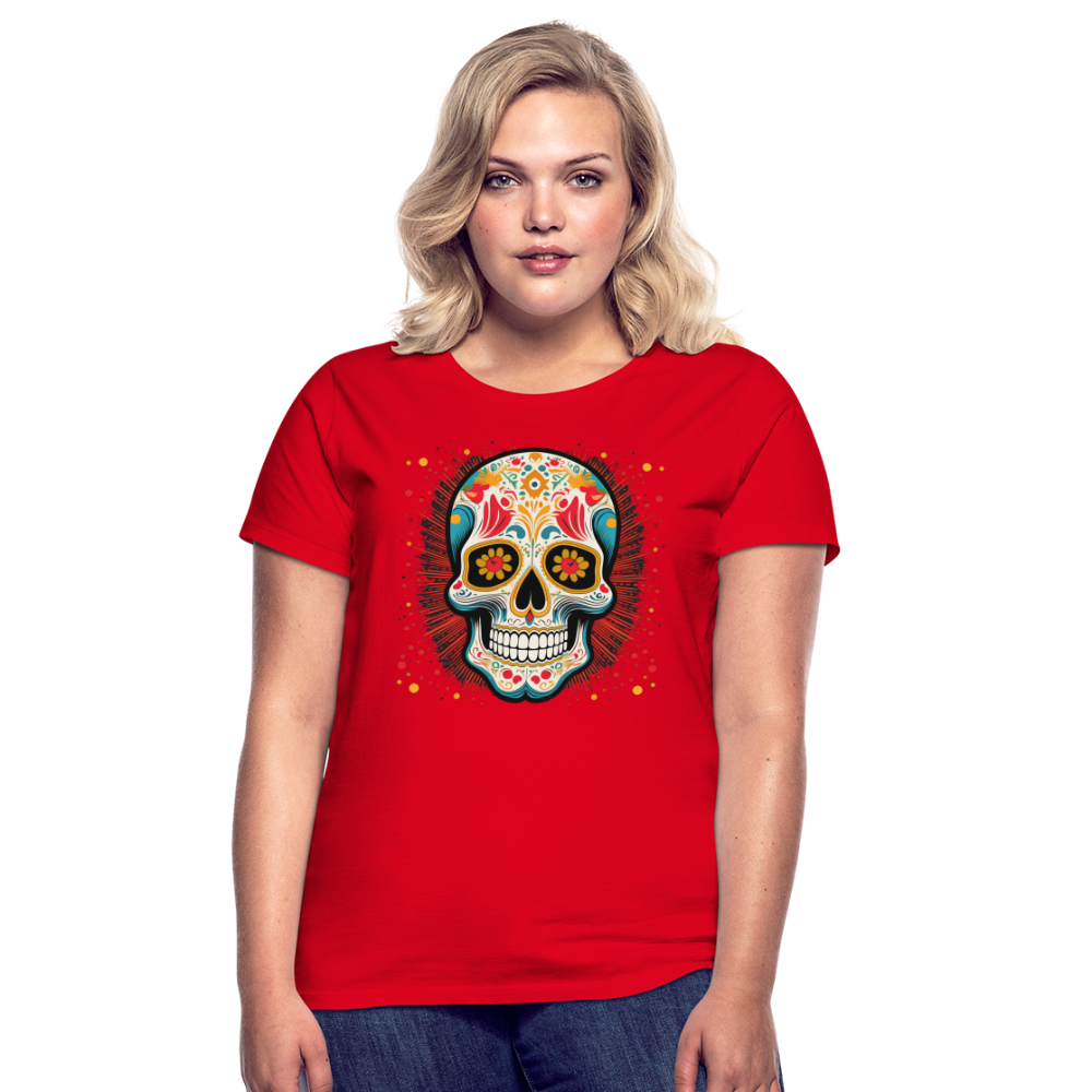 T-Shirt Ladies Mexico "Craneo Dos" - Rot