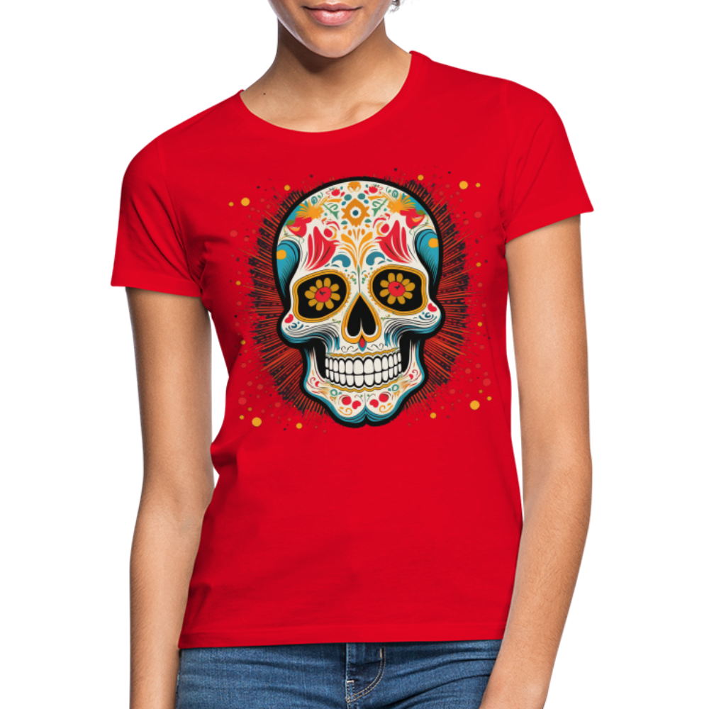 T-Shirt Ladies Mexico "Craneo Dos" - Rot
