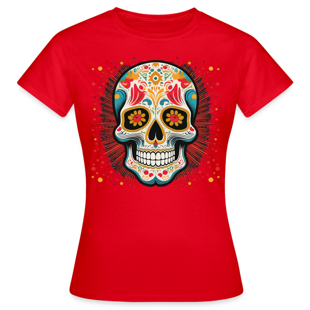 T-Shirt Ladies Mexico "Craneo Dos" - Rot