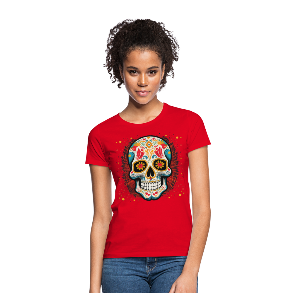 T-Shirt Ladies Mexico "Craneo Dos" - Rot